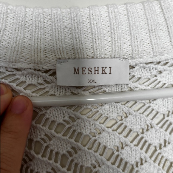 Meshki White Cotton Loose Crocheted Cardigan - Picture 5 of 5